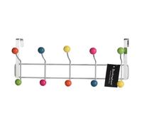 Buckingham Wall-Mounted Coat Hook Coat Hanger-10 Hooks Chrome Frame, Multi Colored Ceramic Balls