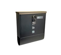 Buckingham 40094 Wall Mounted Large Steel Lockable Mail Post Letter Box Newspaper Slot Premium, Black