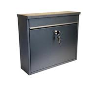 Buckingham Wall Mounted Large Steel Lockable Mail Post Letter Box Weather Resistant Black