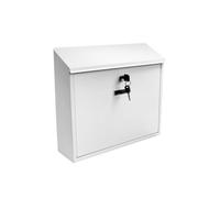 Buckingham Large Mail Post Box White Wall Mounted Lockable Premium Steel Outdoor Letter Box with Name Slot Weatherproof Easy to Install for Homes Flats 36cm by Buckingham (White)