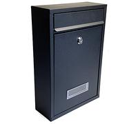 Buckingham 40074 Wall Mounted Steel Lockable Mail, Post, Letter Box, Weather Resistant, Black