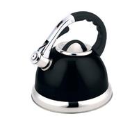 Buckingham Whistling Kettle Black Stainless Stove Top Induction Gas 3.5 L