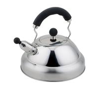 Buckingham Whistling Kettle Stove Top Induction Stainless Steel Matt Finish With Black Soft Grip Handle, 3 L