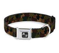 Buckle Down 13-18" Leaf Camo Browns/Greens/Black Dog Collar Bone, Wide Small