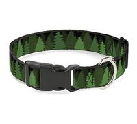 Buckle-Down 15-26" Pine Tree Silhouettes Black/Greens Plastic Clip Collar, Large