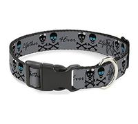 Buckle-Down 2Gether 4Ever Skulls Plastic Clip Collar, 1.5" x 13-18"/Small