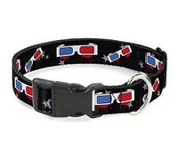 Buckle-Down 3-D Glasses Dripping W/Stars Plastic Clip Collar, 1.5" x 18-32"/Large