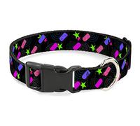 Buckle-Down 3-D Glasses W/Stars Multi Color Plastic Clip Collar, 1.5" x 13-18"/Small