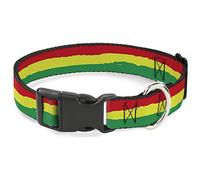 Buckle Down 6-9" Rasta Stripes Painted Green/Yellow Red Plastic Clip Collar, Narrow Small