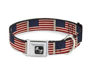 Buckle Down American Eagle Flag Dog Collar Bone
