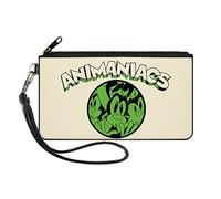 Buckle-Down Animaniacs Wallet, Zip Clutch, Animaniacs Wakko Yakko Dot Close Up Pose White Black Green, Canvas, Animaniacs, 8 Inches x 5 Inches, Casual