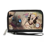 Buckle-Down Aniplex Wallet, Zip Around, Demon Slayer Three Character Scene and Title Logo, Vegan Leather