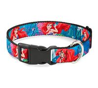 Buckle-Down Ariel Vivid Underwater Sparkle Poses/Castle Plastic Clip Collar, Medium/11-17