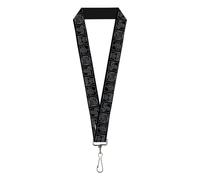 Buckle-Down Avatar The Last Airbender Lanyard | Avatar the Last Airbender Bending Elements Icons Black Gray 1in Wide Stretchy ID Badges Keys