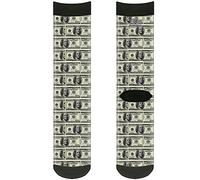 Buckle Down Men's Socks 100 Dollar Bills Crew Backpacks, Multicolor