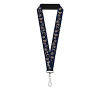 Buckle-Down Baldur's Gate III Lanyard, Baldurs Gate III Title Logo and Icons Blue Tan, Elastic