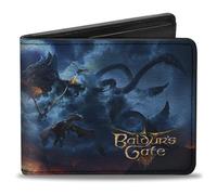 Buckle-Down Baldur's Gate III Wallet, Bifold, Baldurs Gate III Group Pose Scenes and Title Logo Grays, Vegan Leather