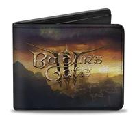 Buckle-Down Baldur's Gate III Wallet, Bifold, Baldurs Gate III Lae'Zel Sword Pose Scene and Title Logo, Vegan Leather