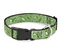 Buckle-Down Bandana/Skulls Irish Green/White Plastic Clip Collar, 1/2" Wide-Fits 9-15" Neck-Large