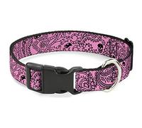 Buckle-Down Bandana/Skulls Pink/Black Plastic Clip Collar, 1.5" Wide-Fits 16-23" Neck-Medium