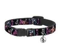 Buckle Down Batman Batgirl & Joker.., Breakaway Cat Collar with Bell, Plastic Clip, Easy Adjustable, 8.5 to 12"-0.5" Wide