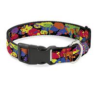 Buckle-Down Bd Paint Splatter Black/Neon Plastic Clip Collar, 1.5" x 18-32"/Large