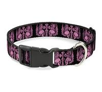 Buckle-Down Bd Skulls with Wings Black/Pink Plastic Clip Collar, 1.5" Wide-Fits 16-23" Neck-Medium