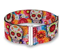 Buckle Down - Belt - Cinch Belt Sugar Skull Starburst Multi Color 28 to 52 Inch womens