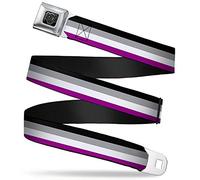 Buckle-Down Belt, Seatbelt Buckle Belt, Flag Asexual Black Gray White Purple, Adjustable, Multi-color, 1.5" Wide - Fits Pant Size 32-52