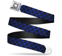 Buckle-Down Belt, Starburst Seatbelt Buckle Checkered, Blue, 3.81 cm Wide