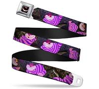Buckle-Down Belt's Eyes/Smile Full Color Seatbelt Alice in Wonderland Cheshire Cat Tree Poses Webbing, Multicolor, 1.5" Wide-24-38 Inches in Length