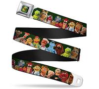 Buckle-Down Belt's Kermit The Frog Full Color Glow Seatbelt Muppets 20-Character Group Pose Greens X-Large Webbing, Multicolor, 1.5" Wide-32-52 Inches in Length