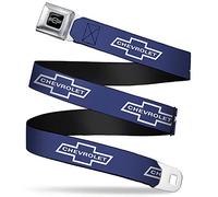 Buckle-Down Belt's Seatbelt 1965 Chevrolet Bowtie Blue White 24 to 38 Inches, Multicolor, 1.5" Wide-24-38 Inches in Length