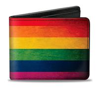 Buckle-Down - Bi-Fold Wallet Pu Bifold Wallet - Flag Pride Distressed Rainbow mens