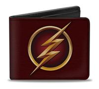 Buckle-Down - Bi-Fold Wallet Pu Bifold Wallet - The Flash Logo5 Burgundy/Golds Mens