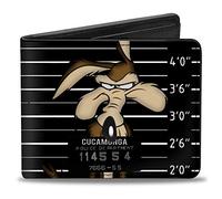 Buckle-Down - Bi-Fold Wallet Pu Bifold Wallet - Wile E. Coyote Cucamonga Mug Shot Black/Gray/White Mens