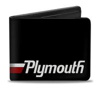Buckle-Down Bifold Wallet Plymouth, Multicolor, 4.0" x 3.5", Pu Bifold Wallet - Plymouth Text/Stripe Black/White/Red