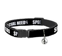Buckle-Down Breakaway Cat Collar | Pet Quote Special Needs Black White Durable Adjustable Bell ID Tag Ring