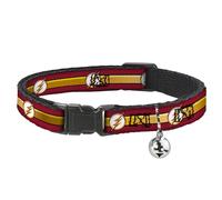 Buckle-Down Breakaway Cat Collar - The Flash Logo11/Stripe Burgundy/Black/Gold/White