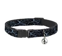 Buckle-Down Breakaway Cat Collar with Bell, Easy Adjustable, Marble Black Baby Blue, 8.5 to 12 Inches 0.5 Inch Wide
