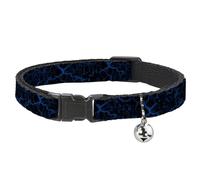 Buckle-Down Breakaway Cat Collar with Bell, Easy Adjustable, Marble Black Blue, 8.5 to 12 Inches 0.5 Inch Wide