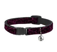 Buckle-Down Breakaway Cat Collar with Bell, Easy Adjustable, Marble Black Hot Pink, 8.5 to 12 Inches 0.5 Inch Wide