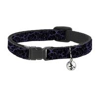 Buckle-Down Breakaway Cat Collar with Bell, Easy Adjustable, Marble Black Purple, 8.5 to 12 Inches 0.5 Inch Wide