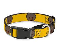 Buckle-Down Brown Bear Repeat Yellow Martingale Dog Collar, 1" Wide-Fits 11-17" Neck-Medium