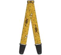 Buckle-Down Cartoon Network Guitar Strap, Adventure Time Jake Dancing and Violin Poses Yellow, 2 Inches Wide, Yellow, 2" Wide - 29-54" Length