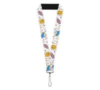 Buckle-Down Cartoon Network Lanyard, Adventure Time Finn and Jake Long Arms Dancing Pose White, Elastic, White, 44" x 1"
