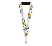 Buckle-Down Cartoon Network Lanyard, Adventure Time Jake and Finn Open Pack Pose White, Elastic, White, 44" x 1"