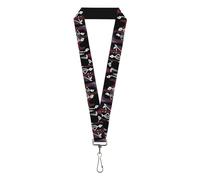Buckle-Down Cartoon Network Lanyard, Adventure Time Marceline Poses Collage Reds, Elastic, Black, 44" x 1"