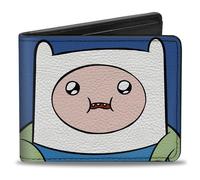 Buckle-Down Cartoon Network Wallet, Bifold, Adventure Time Jake and Finn Face Close Up Blue, Vegan Leather
