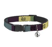 Buckle-Down Cat Collar, Breakaway Collar with Bell, Summer Essentials Color Block 5, 8.5 to 12 Inches 0.5 Inch Wide